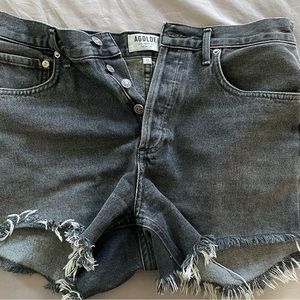 Agolde Black Button Up Jean Shorts